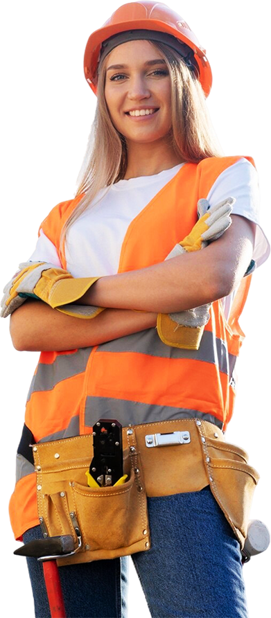 Worker in an orange safety vest